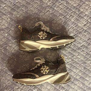 Tory Burch Checkered Sneakers in Black and Cream